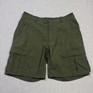 REI Co-Op Cargo Shorts Mens 36 Green Nylon Spandex Hiking Outdoor